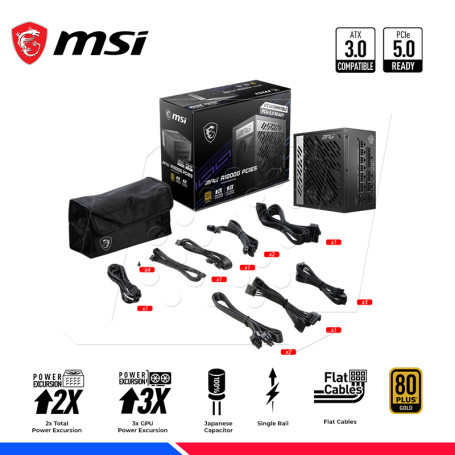 MSI MPG A1000G PCIE 5 Full Modular 80 Plus Gold 1000W 100